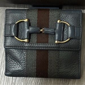 Gucci Gray Horsebit Wallet with Maroon Stripe-EUC (Looks new)